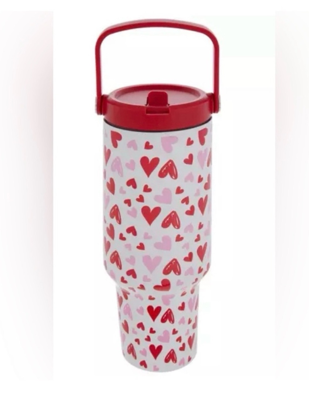 New stainless steel Red & Pink Heart Travel Tumbler with Handle -40OZ:
